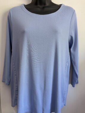 EUC J.Jill size medium light blue 3/4 sleeve Pima scoop neck T-shirt